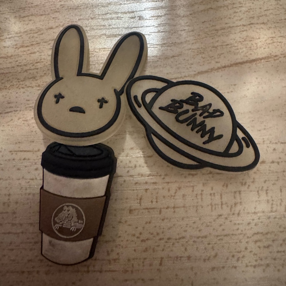 Bad Bunny Bunny & Coffee jibbitz for crocs. Used.
